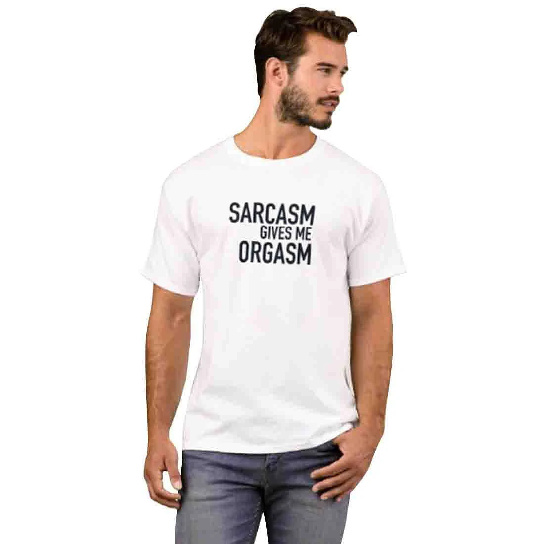 Nutcase Designer Round Neck Men's T-Shirt Wrinkle-Free Poly Cotton Tees - Sarcasm Gives Me Orgasm - Image 3