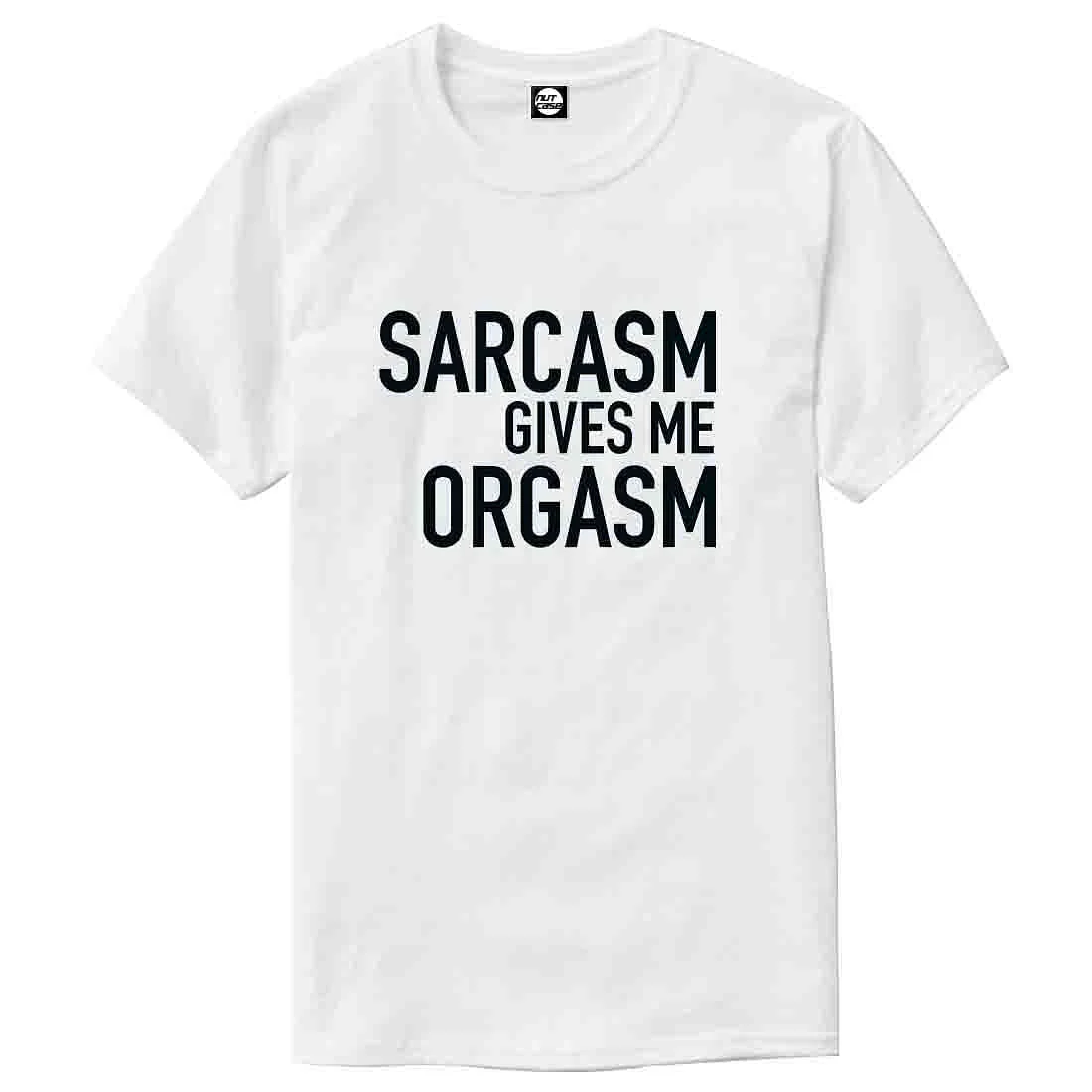 Nutcase Designer Round Neck Men's T-Shirt Wrinkle-Free Poly Cotton Tees - Sarcasm Gives Me Orgasm - Image 4