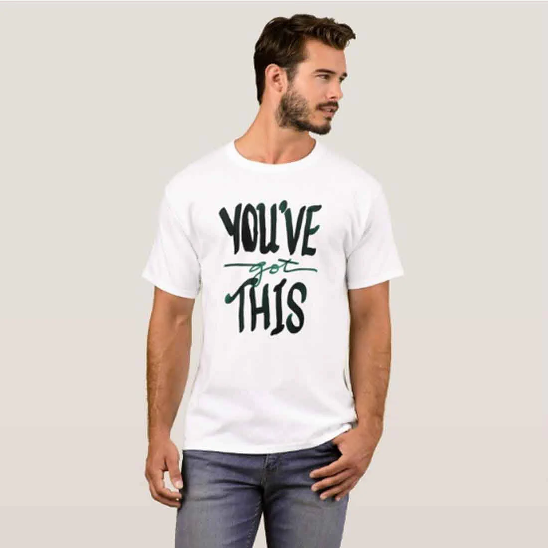 Nutcase Designer Round Neck Men's T-Shirt Wrinkle-Free Poly Cotton Tees - You Got This - Image 3