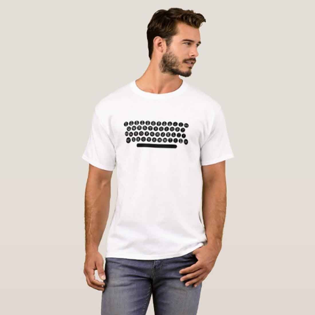 Nutcase Designer Round Neck Men's T-Shirt Wrinkle-Free Poly Cotton Tees - Vintage TypeWritter - Image 3