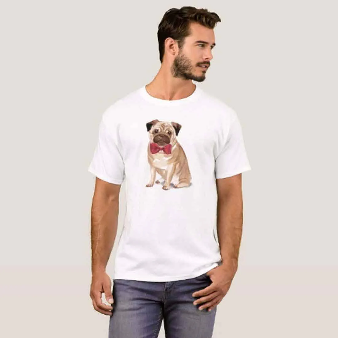 Nutcase Designer Round Neck Men's T-Shirt Wrinkle-Free Poly Cotton Tees - Puggy - Image 3
