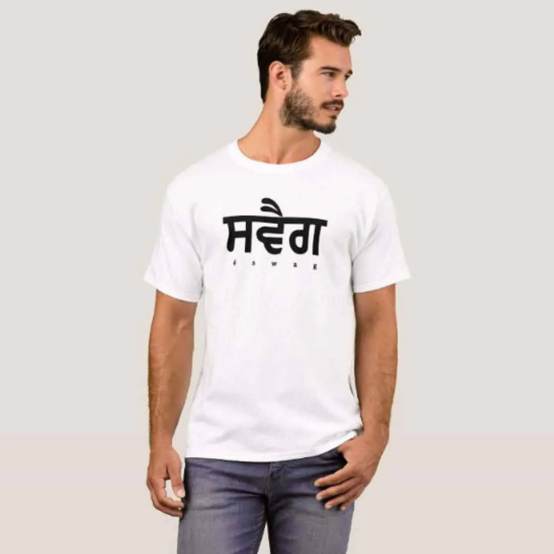Nutcase Designer Round Neck Men's T-Shirt Wrinkle-Free Poly Cotton Tees - Swag - Image 3