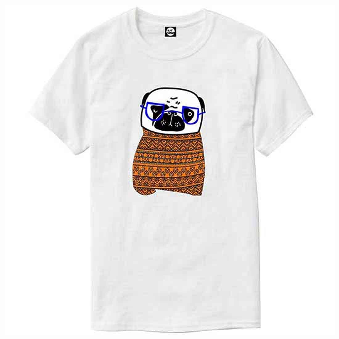Nutcase Designer Round Neck Men's T-Shirt Wrinkle-Free Poly Cotton Tees - Smug Pug - Image 4