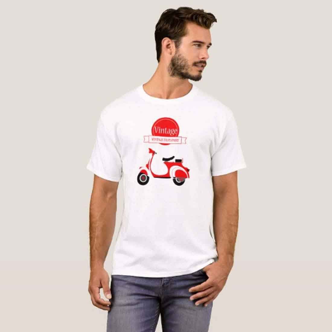Nutcase Designer Round Neck Men's T-Shirt Wrinkle-Free Poly Cotton Tees - Vintage Transport - Image 3