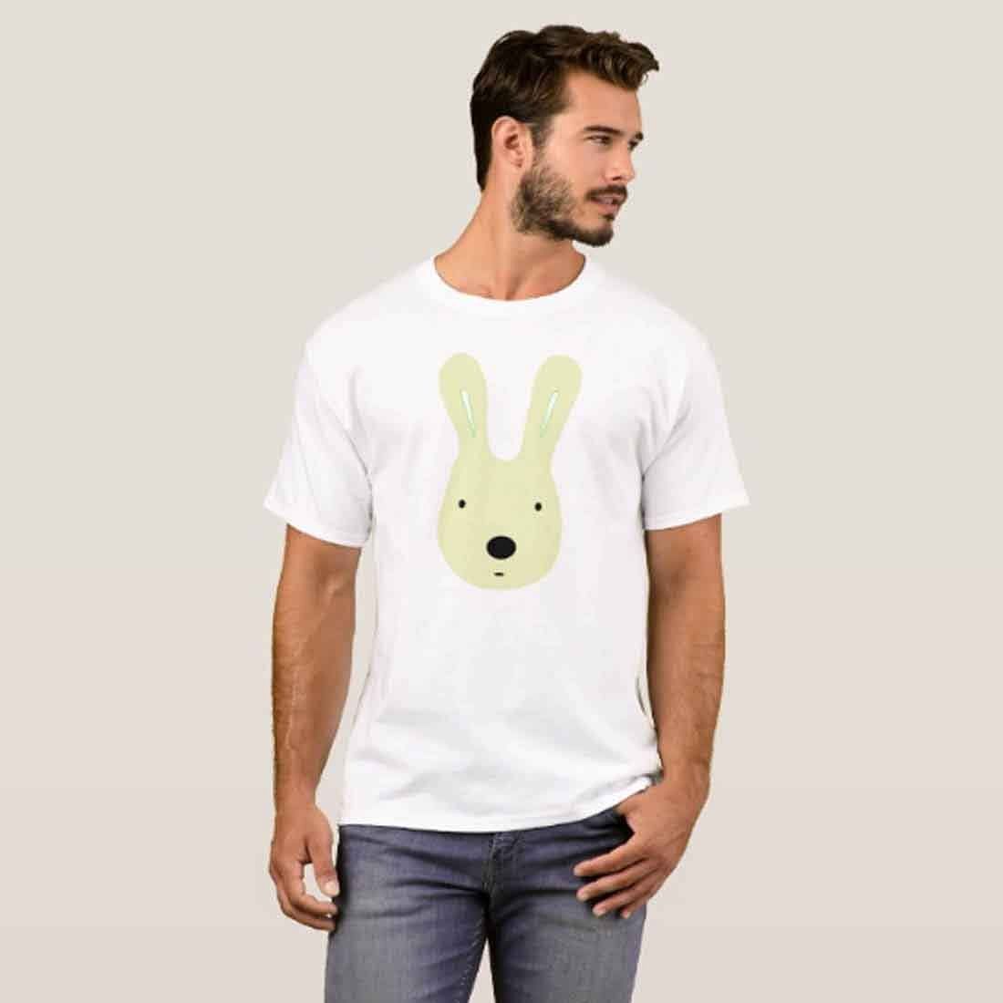 Nutcase Designer Round Neck Men's T-Shirt Wrinkle-Free Poly Cotton Tees - RABIT Face - Image 3