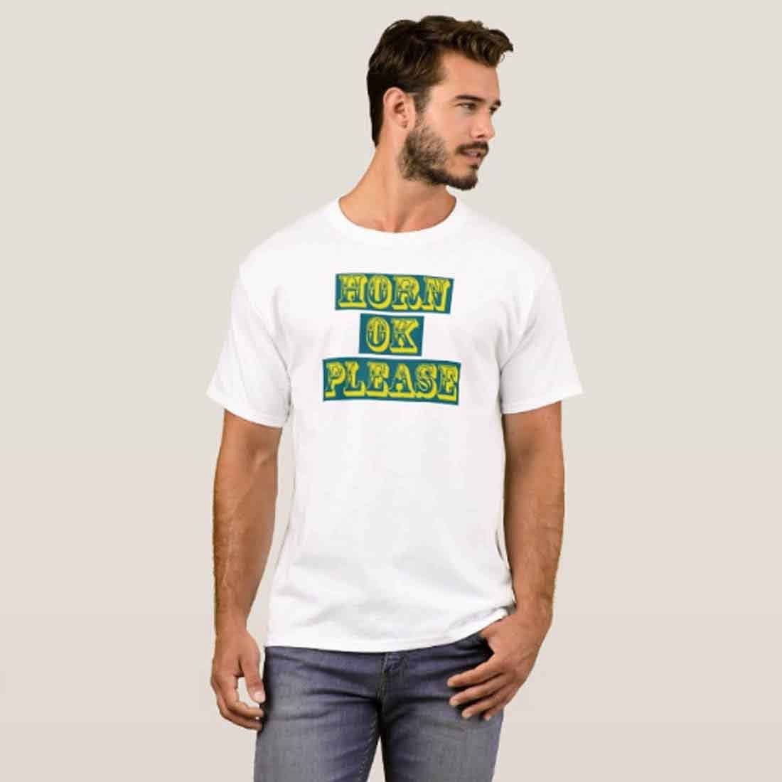 Nutcase Designer Round Neck Men's T-Shirt Wrinkle-Free Poly Cotton Tees - Horn Ok Please - Image 3