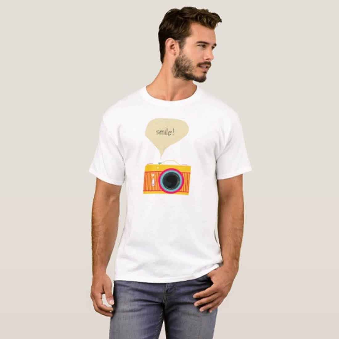 Nutcase Designer Round Neck Men's T-Shirt Wrinkle-Free Poly Cotton Tees - Camera - Image 3
