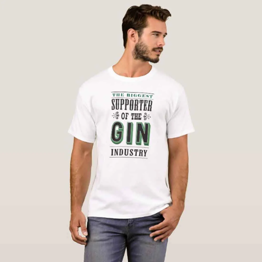 Nutcase Designer Round Neck Men's T-Shirt Wrinkle-Free Poly Cotton Tees - Supporter of The Gin - Image 3