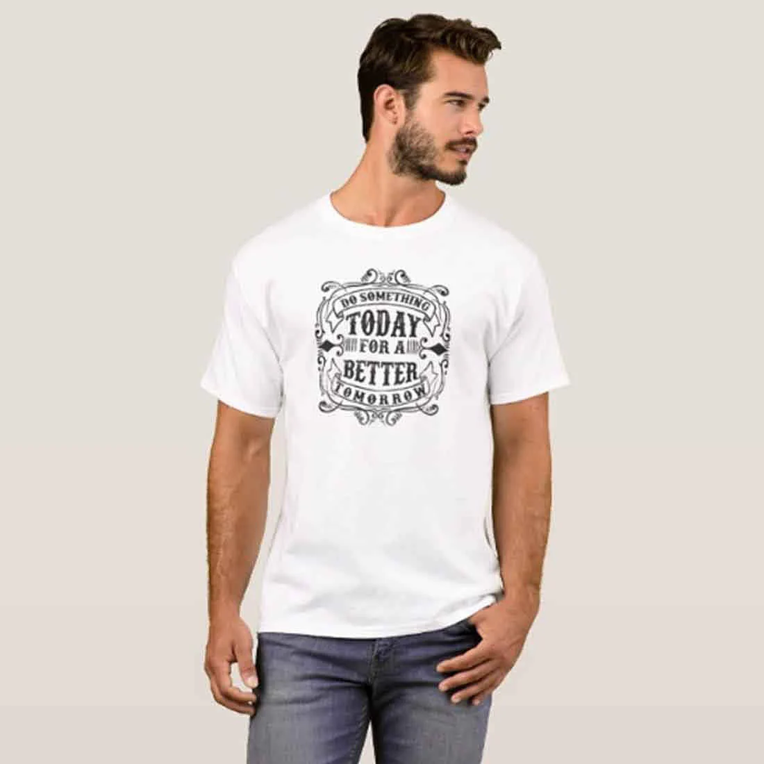 Nutcase Designer Round Neck Men's T-Shirt Wrinkle-Free Poly Cotton Tees - Today for A Better - Image 3