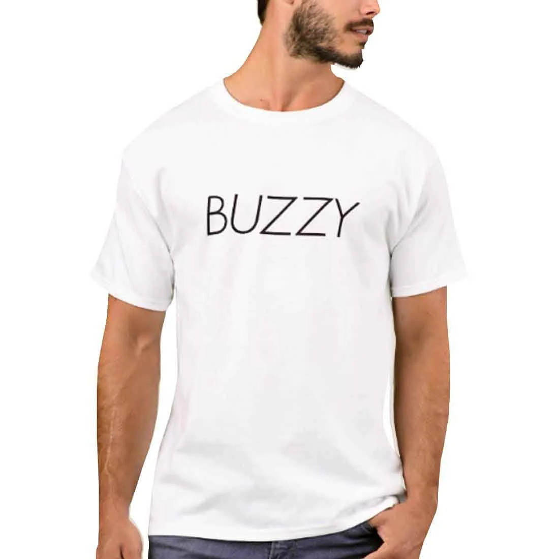 Nutcase Designer Round Neck Men's T-Shirt Wrinkle-Free Poly Cotton Tees - Buzzy