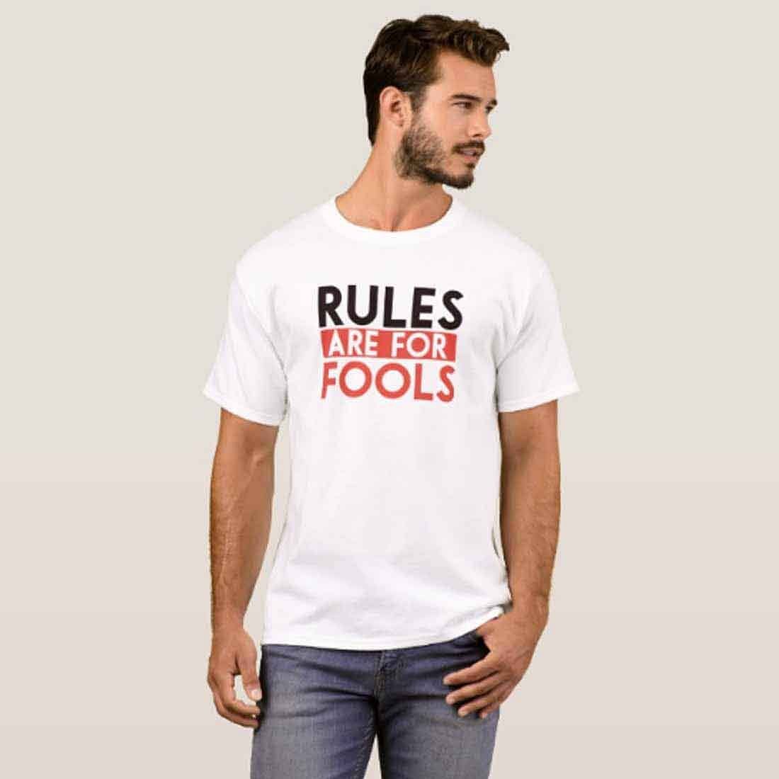 Nutcase Designer Round Neck Men's T-Shirt Wrinkle-Free Poly Cotton Tees - Rules are for Fools - Image 3