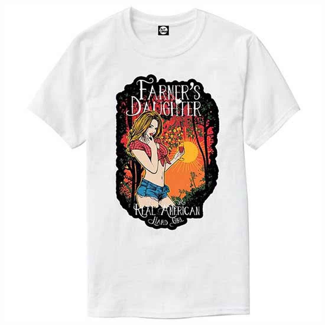Nutcase Designer Round Neck Men's T-Shirt Wrinkle-Free Poly Cotton Tees - Farmers Daughter - Image 4
