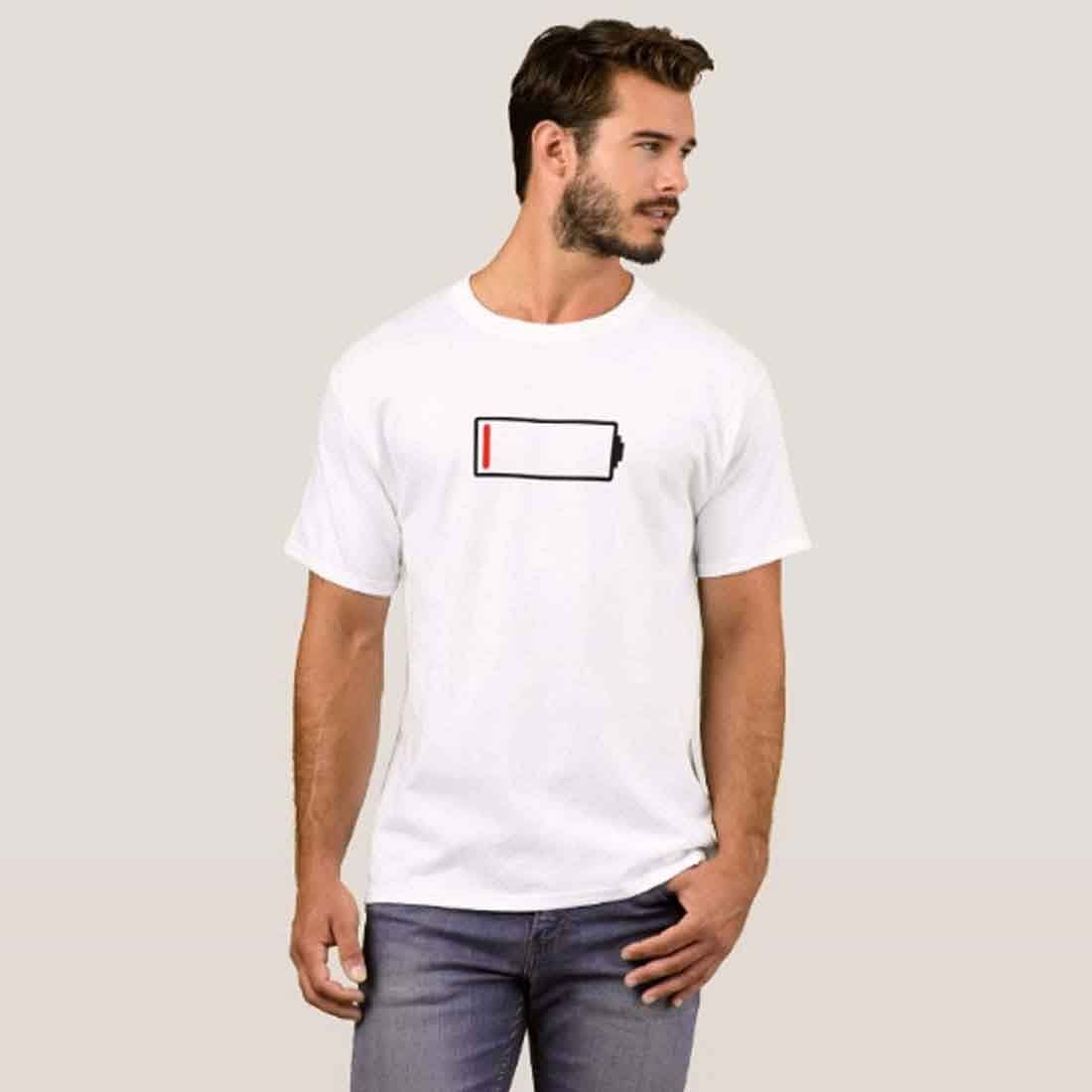 Nutcase Designer Round Neck Men's T-Shirt Wrinkle-Free Poly Cotton Tees - Low Battery - Image 3