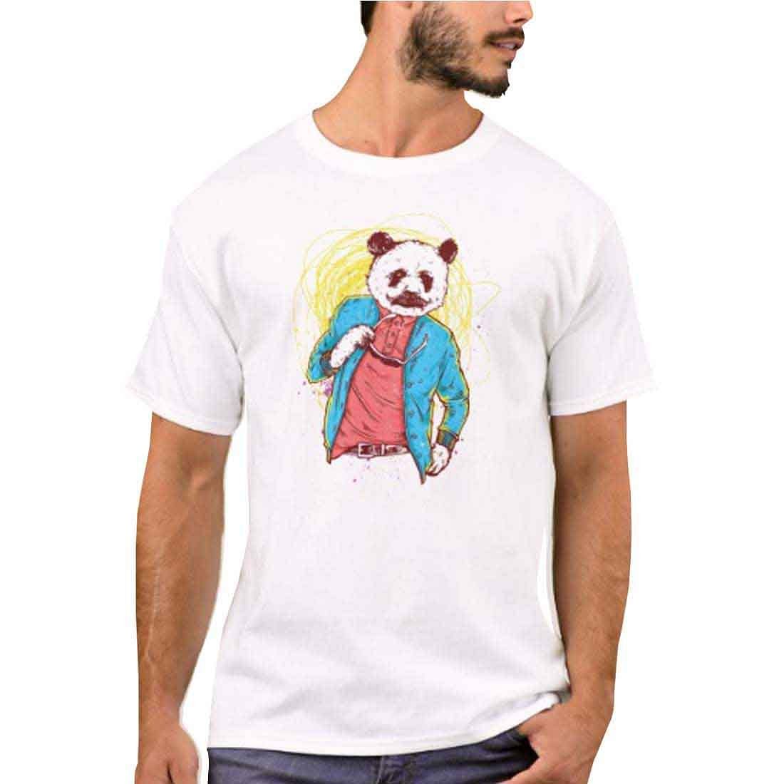 Nutcase Designer Round Neck Men's T-Shirt Wrinkle-Free Poly Cotton Tees - Hipster Panda