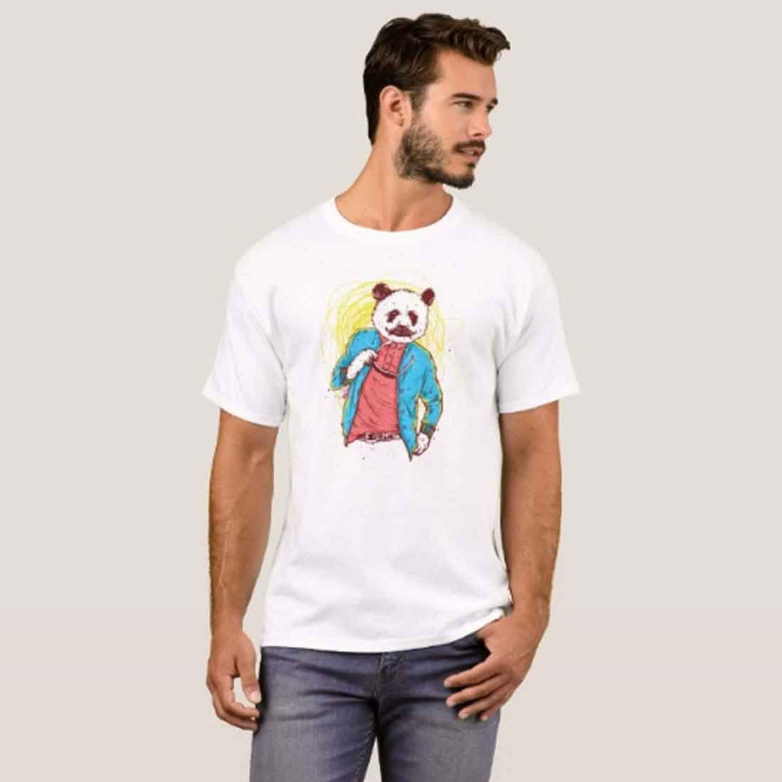 Nutcase Designer Round Neck Men's T-Shirt Wrinkle-Free Poly Cotton Tees - Hipster Panda - Image 3