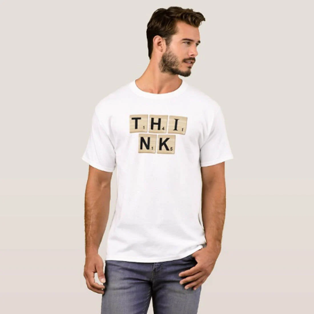 Nutcase Designer Round Neck Men's T-Shirt Wrinkle-Free Poly Cotton Tees - Think - Image 3