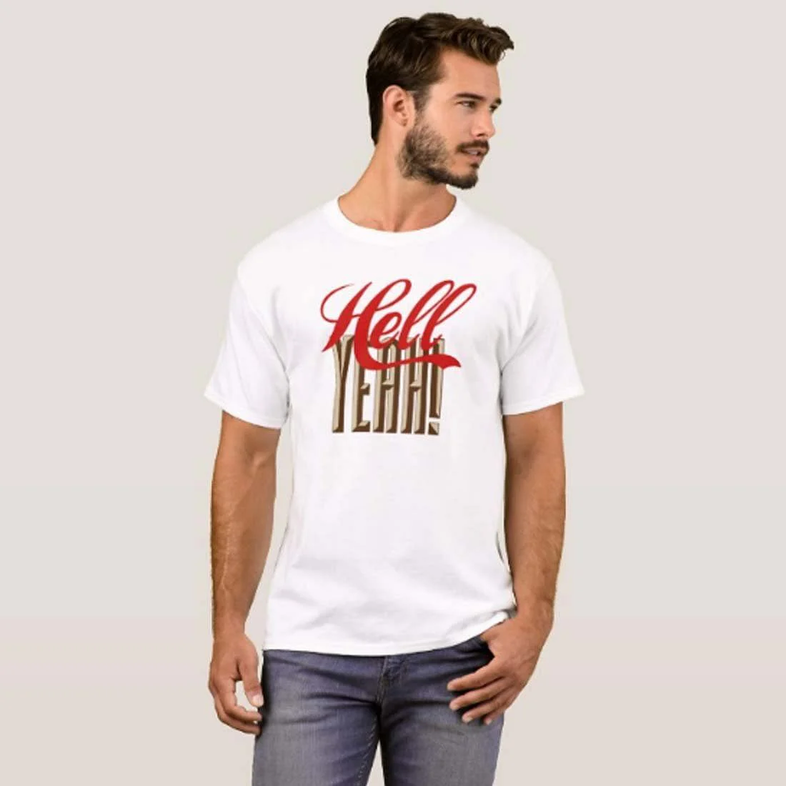 Nutcase Designer Round Neck Men's T-Shirt Wrinkle-Free Poly Cotton Tees - Hell Yeah - Image 3