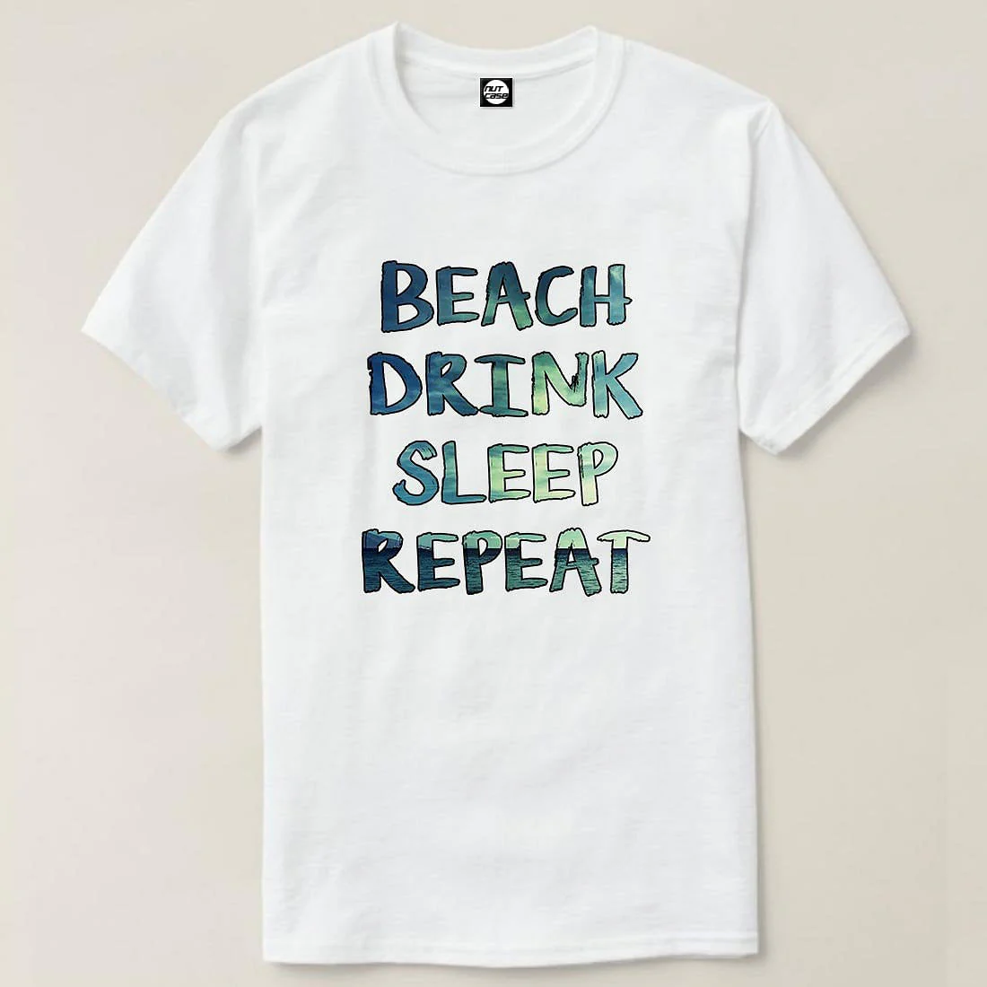 Nutcase Designer Round Neck Men's T-Shirt Wrinkle-Free Poly Cotton Tees - Beach Drink Sleep Repeat - Image 4