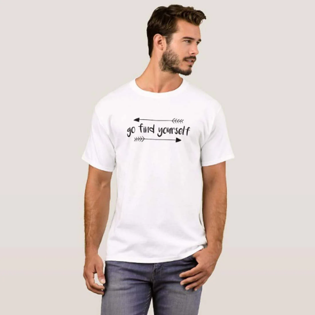 Nutcase Designer Round Neck Men's T-Shirt Wrinkle-Free Poly Cotton Tees - Go Find Yourself - Image 3