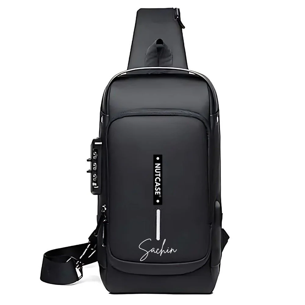 Crossbody Bag for Men | Personalized Sling Bag Side Backpack with USB Charging & Anti-Theft Lock - Image 2