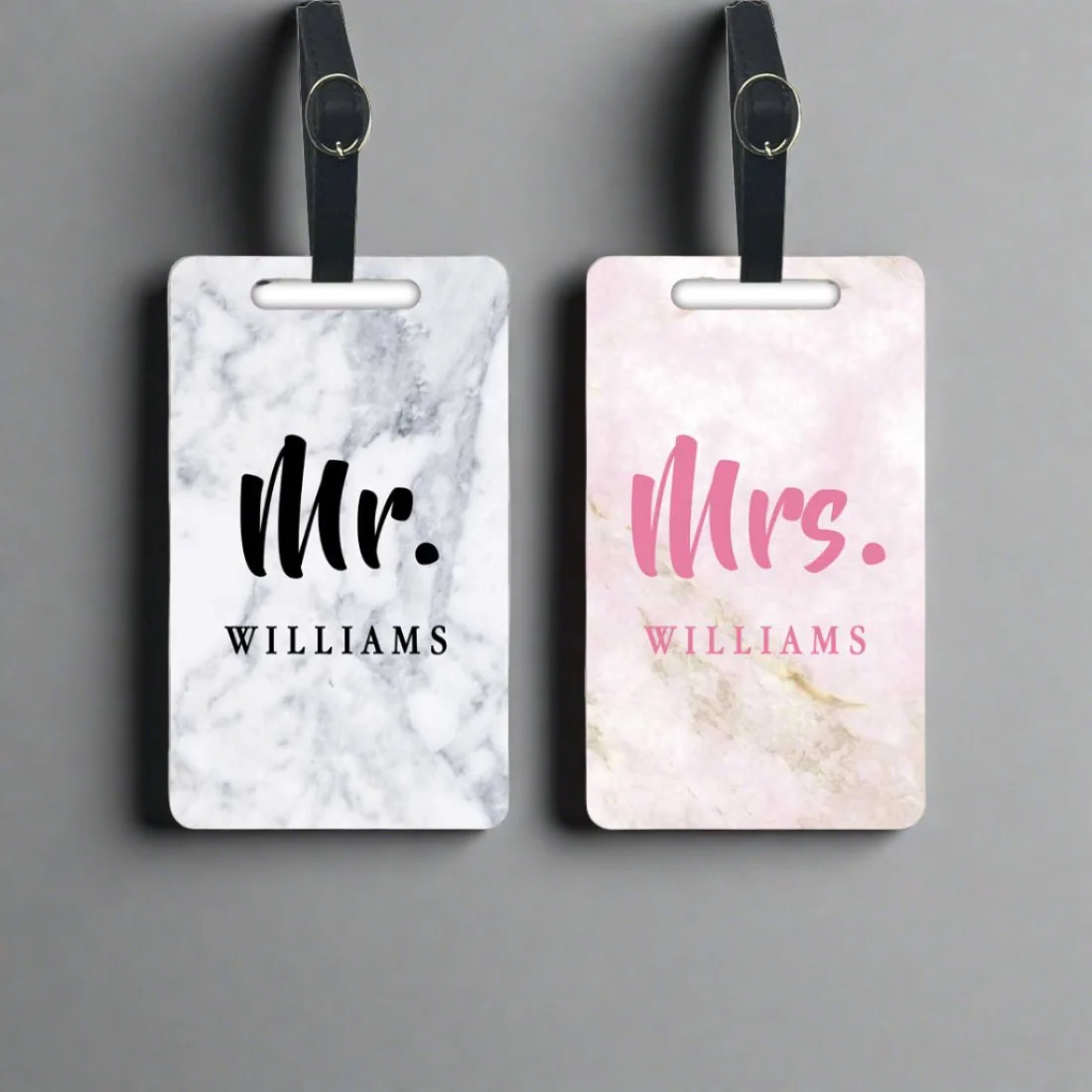 Custom Bag Tags for Couple- Mr. & Mrs. Luggage Tags - Set of 2 - Image 2