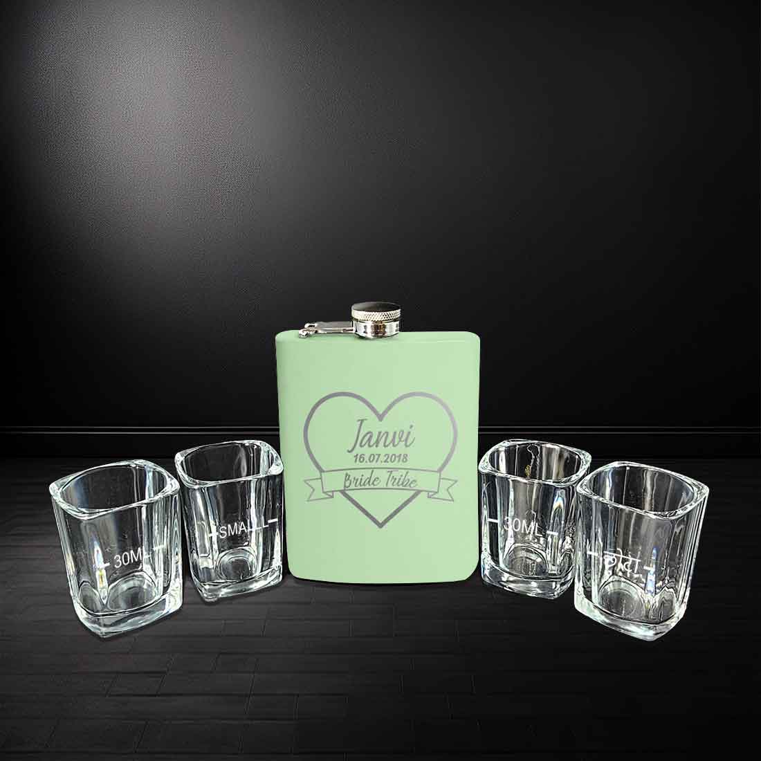 Custom Bride Hip Flask with Name Date Pink Stainless Steel 8OZ Alcohol Flask - Image 17