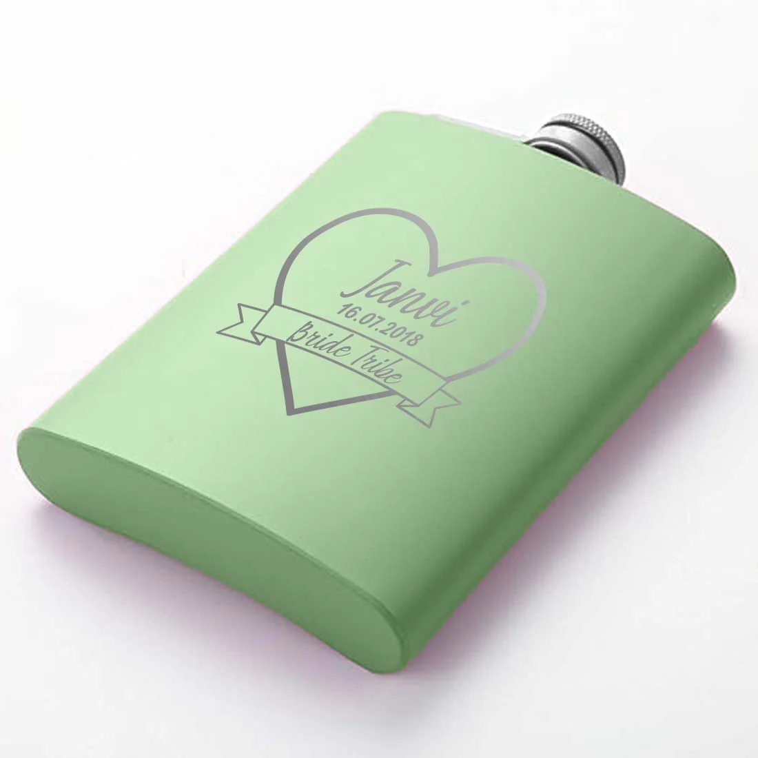 Custom Bride Hip Flask with Name Date Pink Stainless Steel 8OZ Alcohol Flask - Image 6