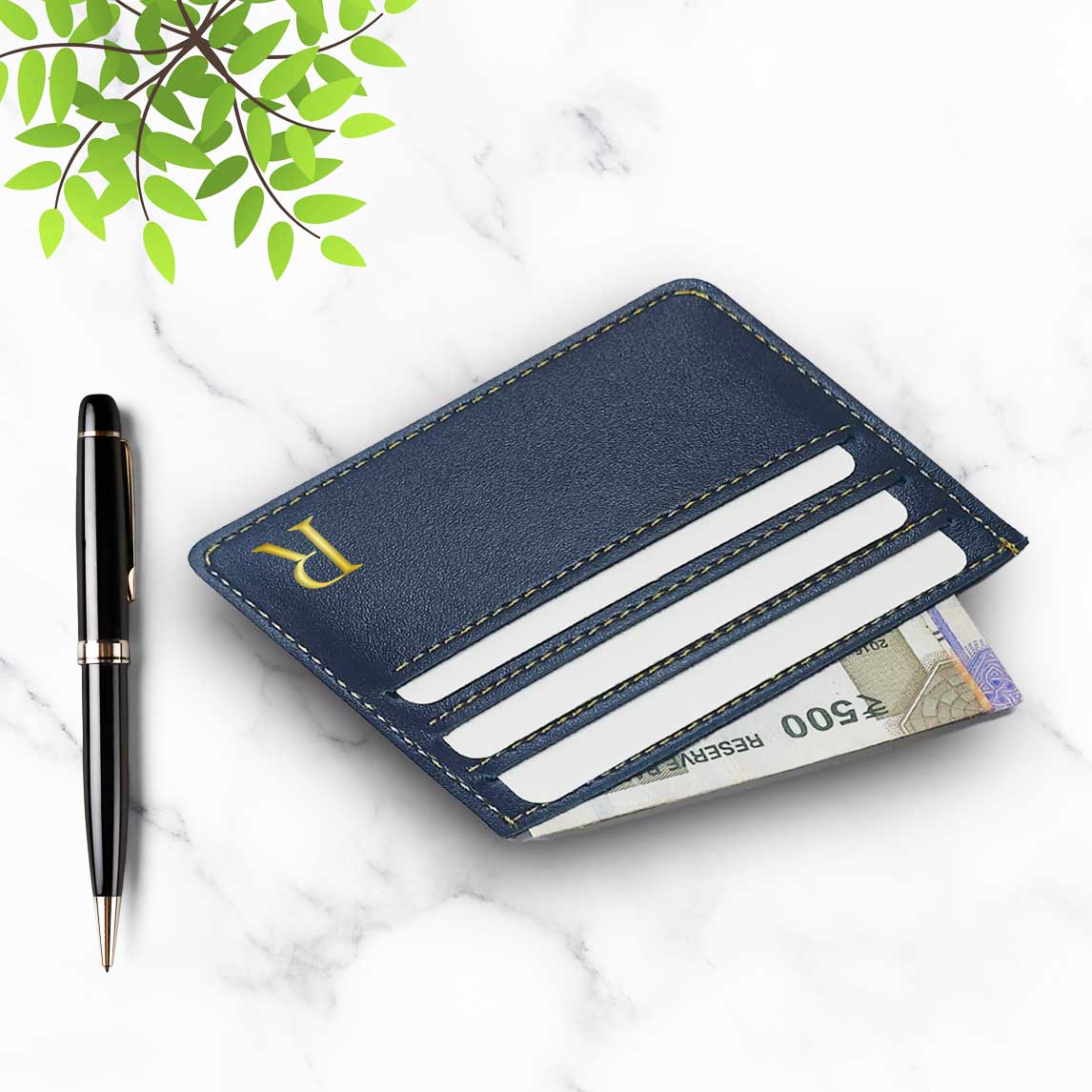 Custom Business Card Holder for Men Wallet - Monogram - Image 2
