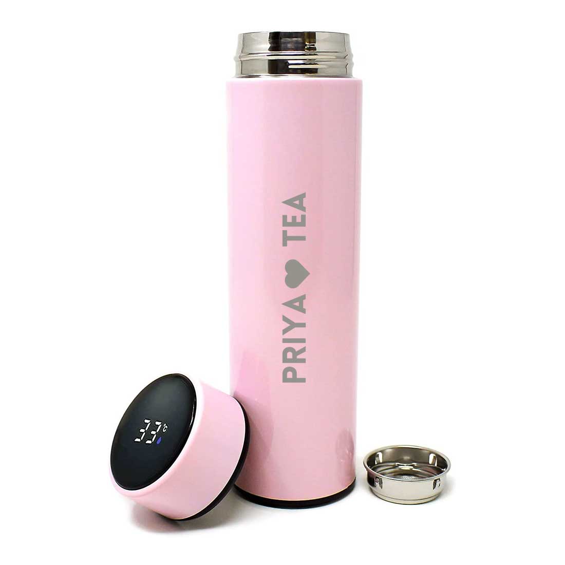 Custom Flask Thermos Bottle for Tea With LED Display Engraved Name - TEA - Image 2