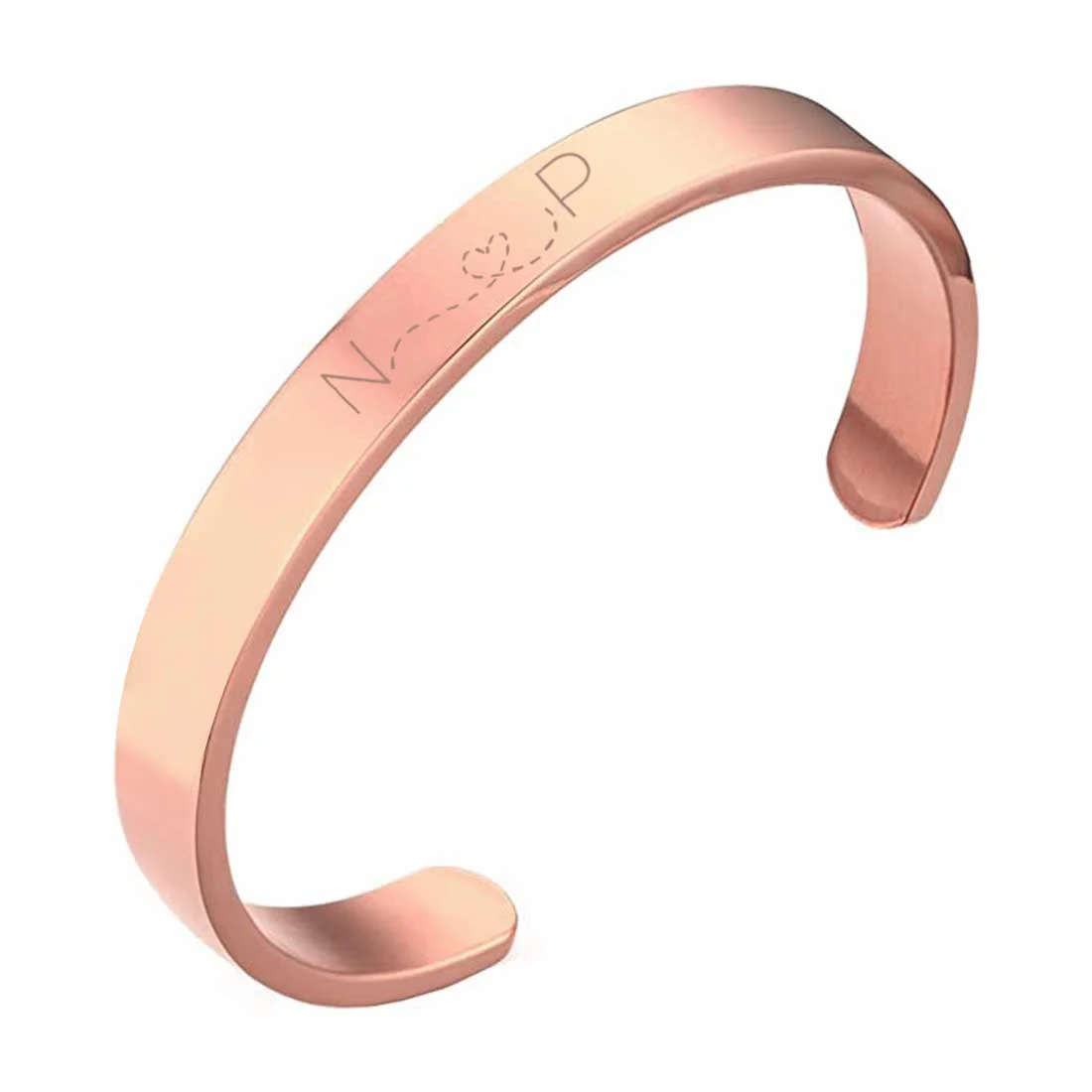 Custom Couples Bracelet Matching Bracelets Valentines Day Gift-Rose Gold & Black-Initials - Image 10
