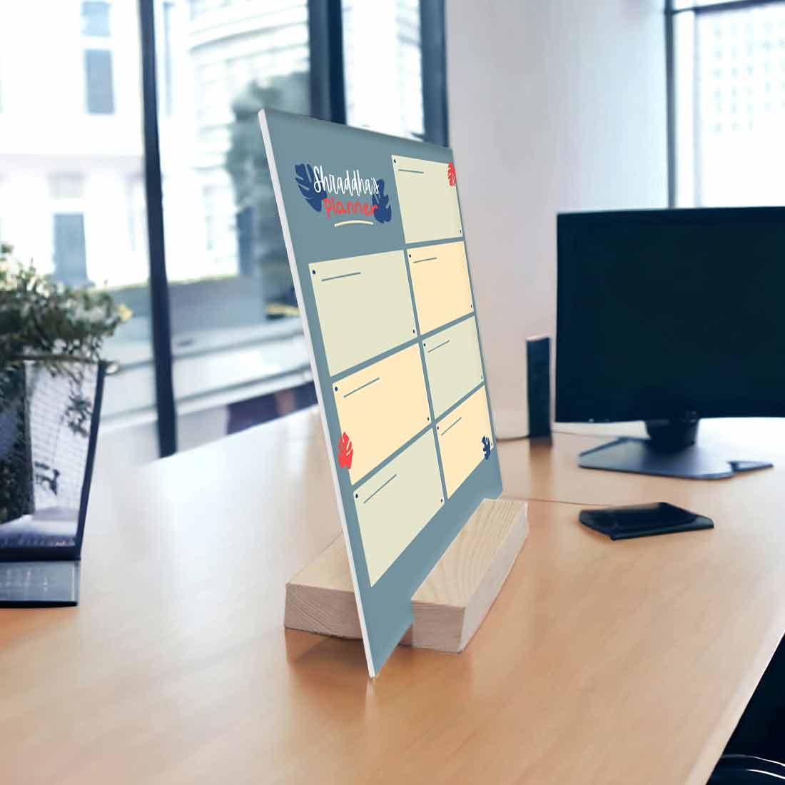 Custom Desk Planner Compact Study Planner with Wooden Stand - 8X10 - Image 2