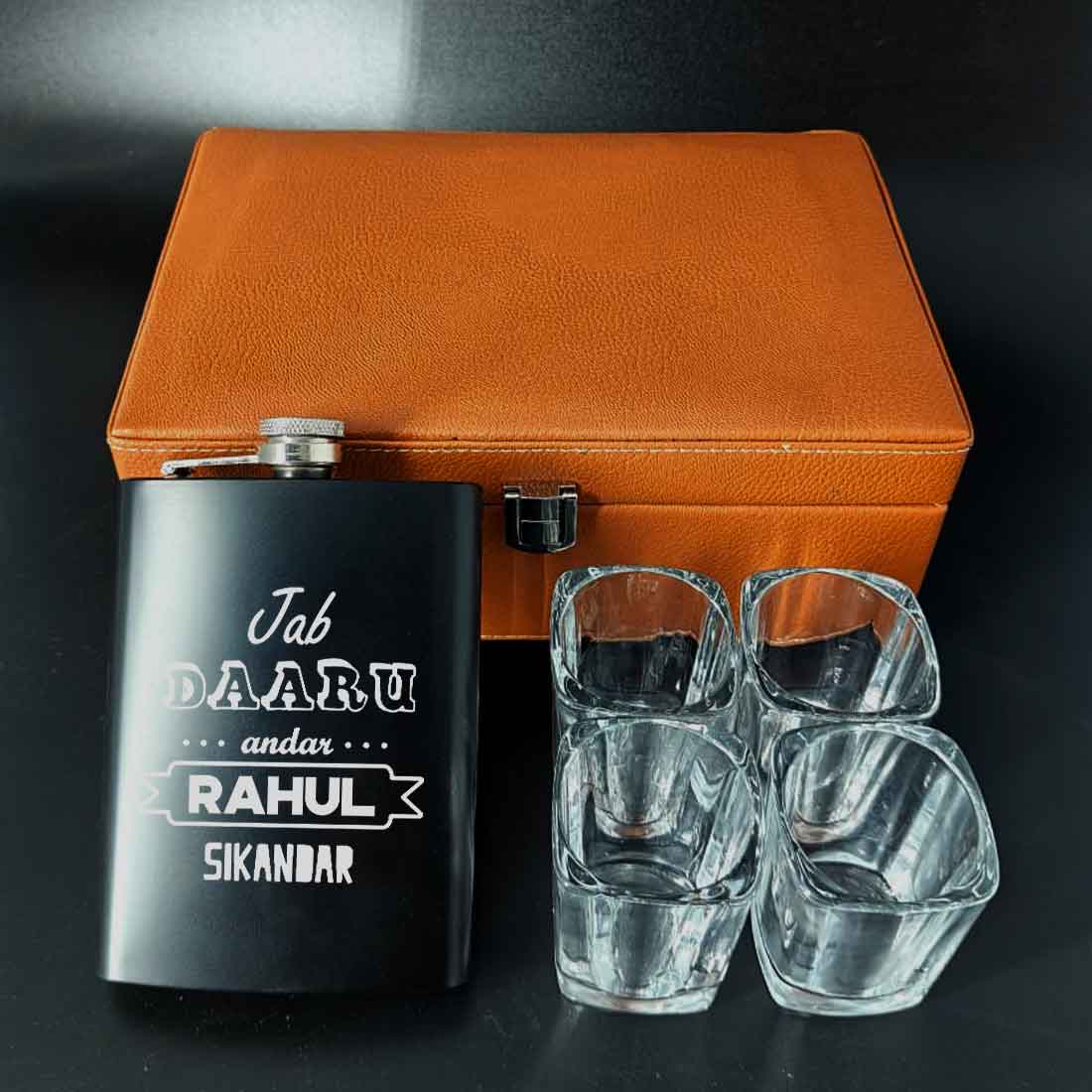 Customized Engraved Flask for Men Stainless Steel Hip Flasks - Jab Daaru Andar - Image 10