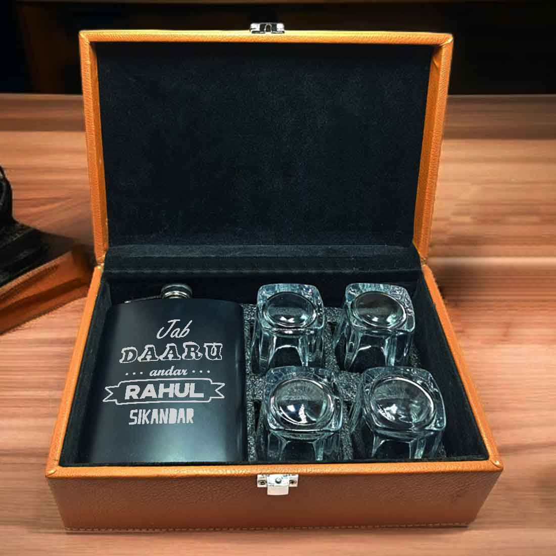 Customized Engraved Flask for Men Stainless Steel Hip Flasks - Jab Daaru Andar - Image 11