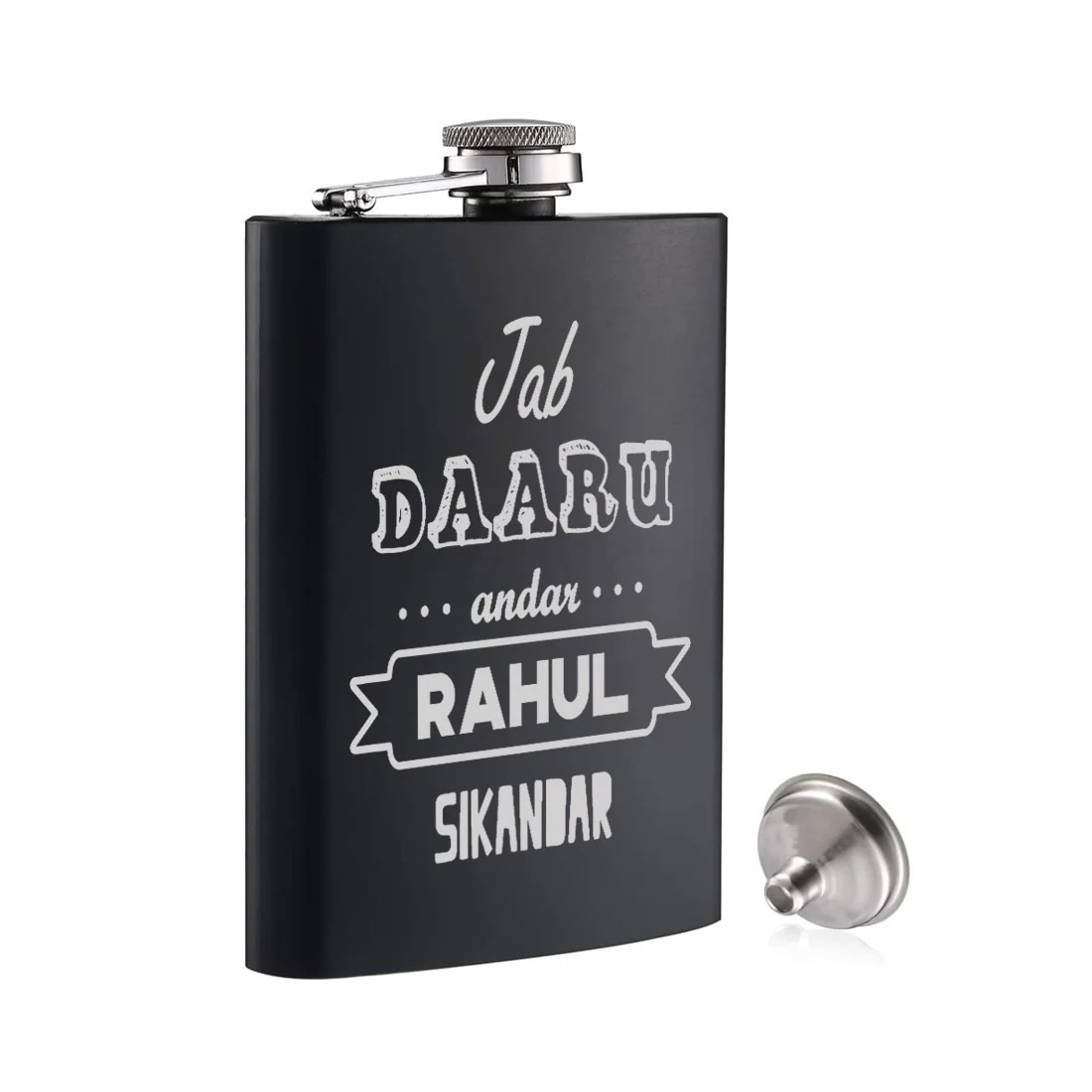 Customized Engraved Flask for Men Stainless Steel Hip Flasks - Jab Daaru Andar - Image 5