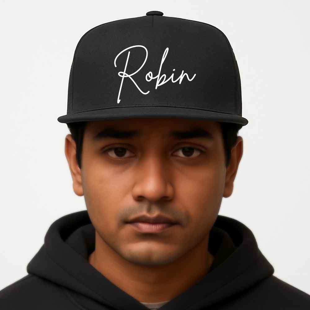 Custom Flat Brim Cap for Men – Rappers Swag Cap in Black
