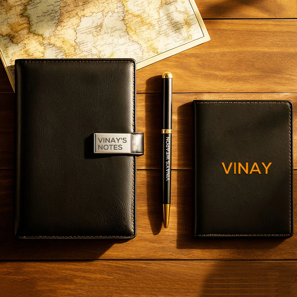 Custom Gift Set with Personalized Diary Pen and Passport Cover Sleeve - Image 3