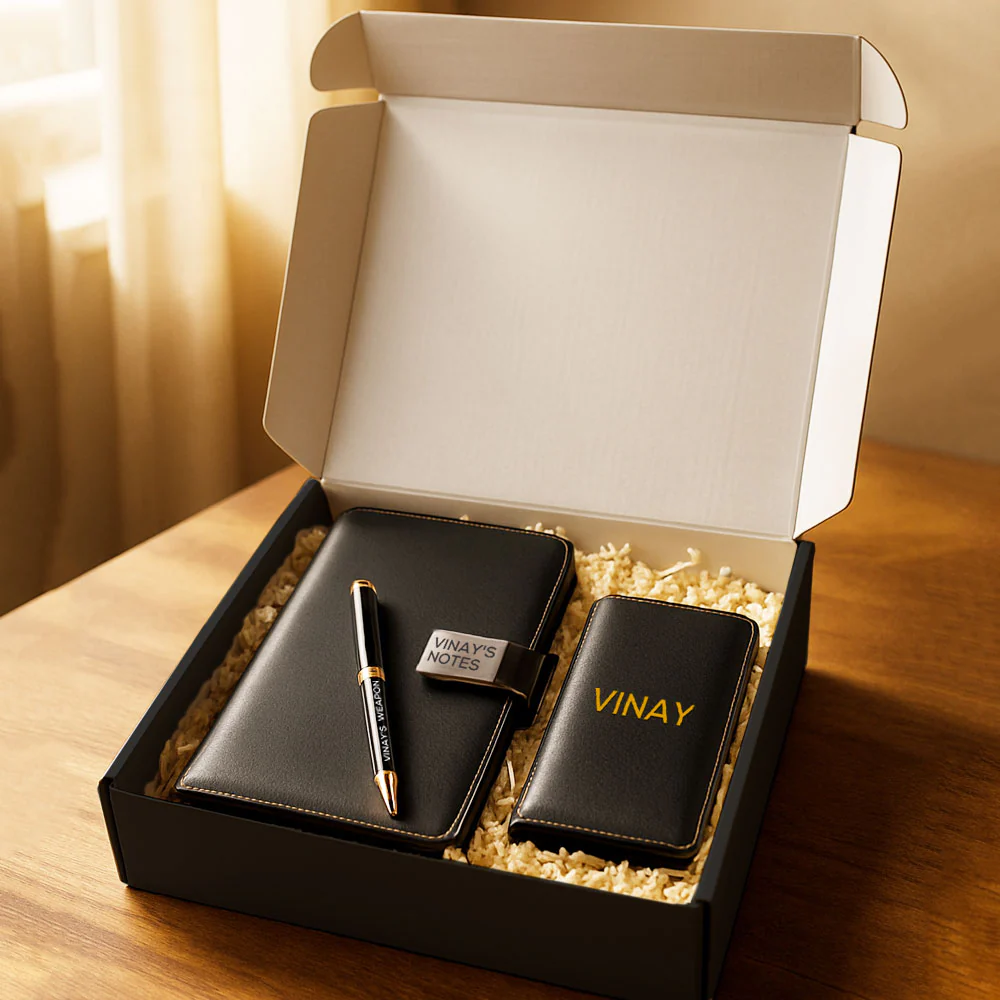 Custom Gift Set with Personalized Diary Pen and Passport Cover Sleeve - Image 4