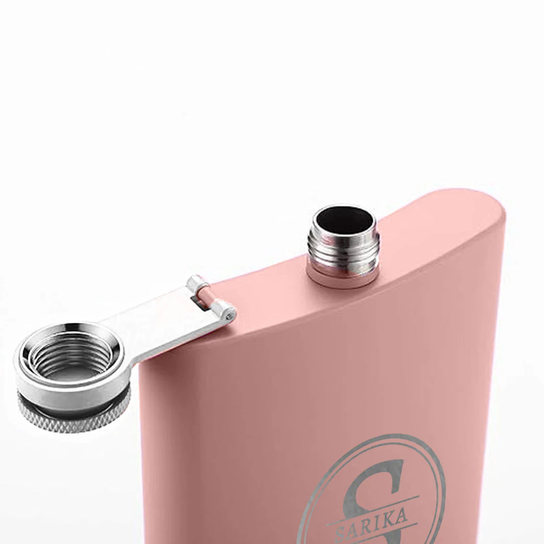 Custom Hip Flask for Ladies Stainless Steel 8oz Pink Whiskey Flask with Funnel - Image 6