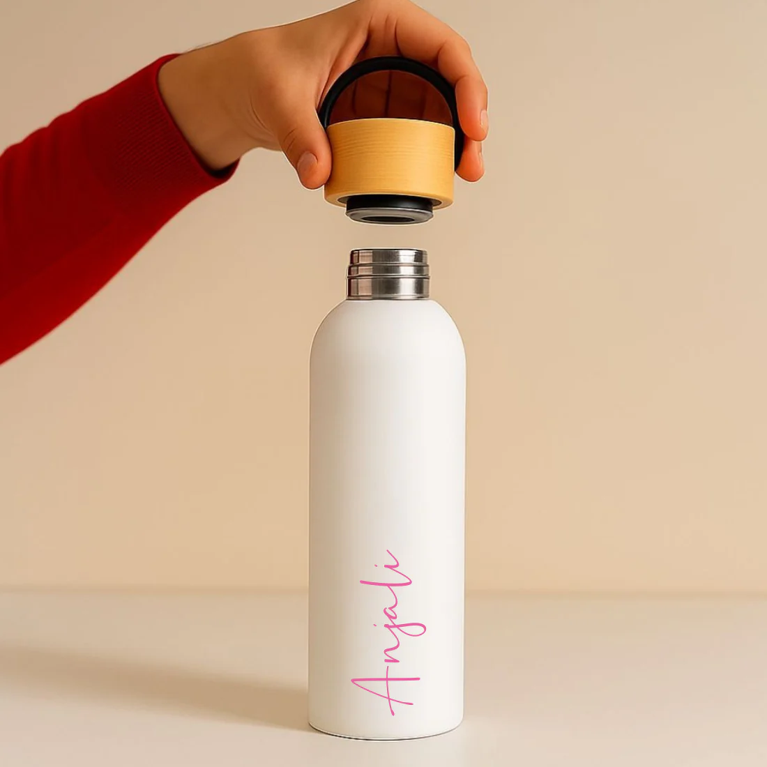 Custom Insulated Water Bottle with Bamboo Lid 500ml – Eco-Friendly, Insulated, Leak-Proof - Image 2