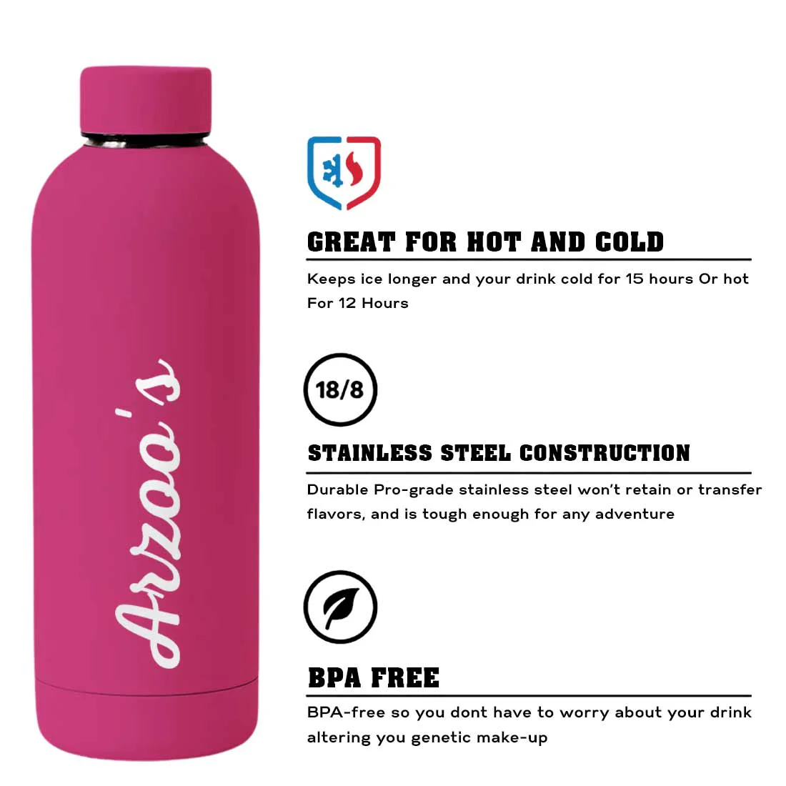 Custom Insulated Water Bottles Stainless Steel Bottle for Travel Office Gym Home - BPA Free, Leakproof - Image 18