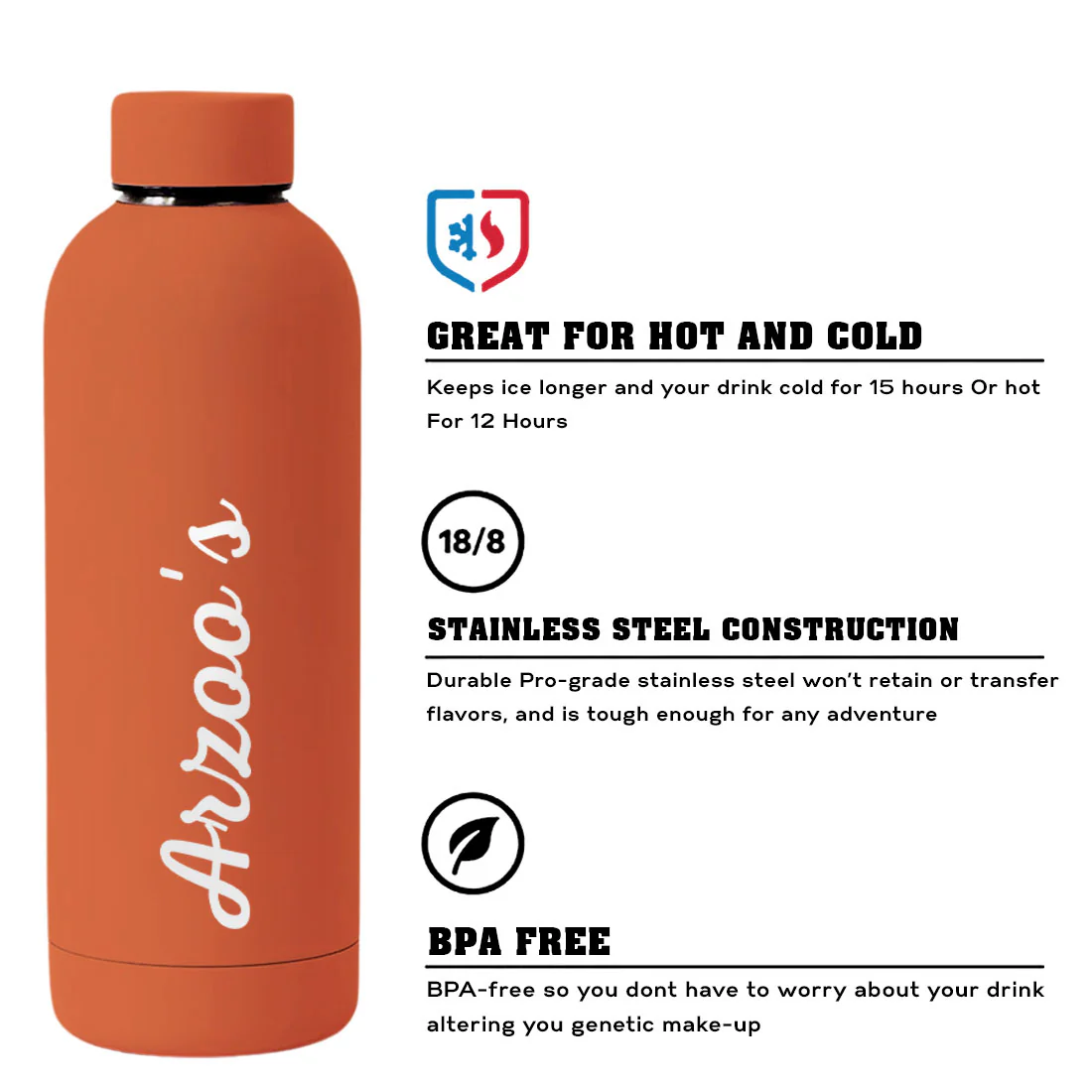 Custom Insulated Water Bottles Stainless Steel Bottle for Travel Office Gym Home - BPA Free, Leakproof - Image 29