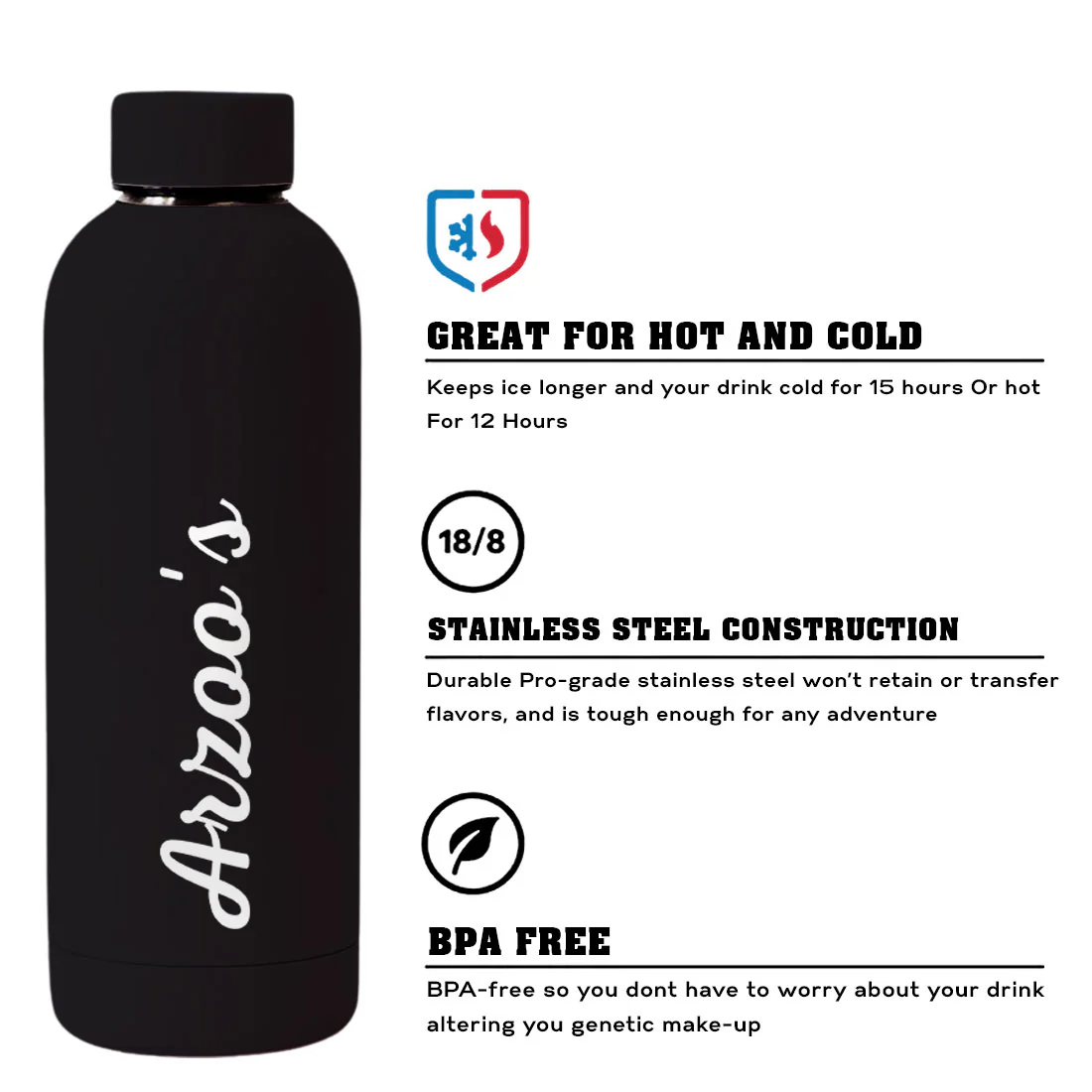 Custom Insulated Water Bottles Stainless Steel Bottle for Travel Office Gym Home - BPA Free, Leakproof - Image 32