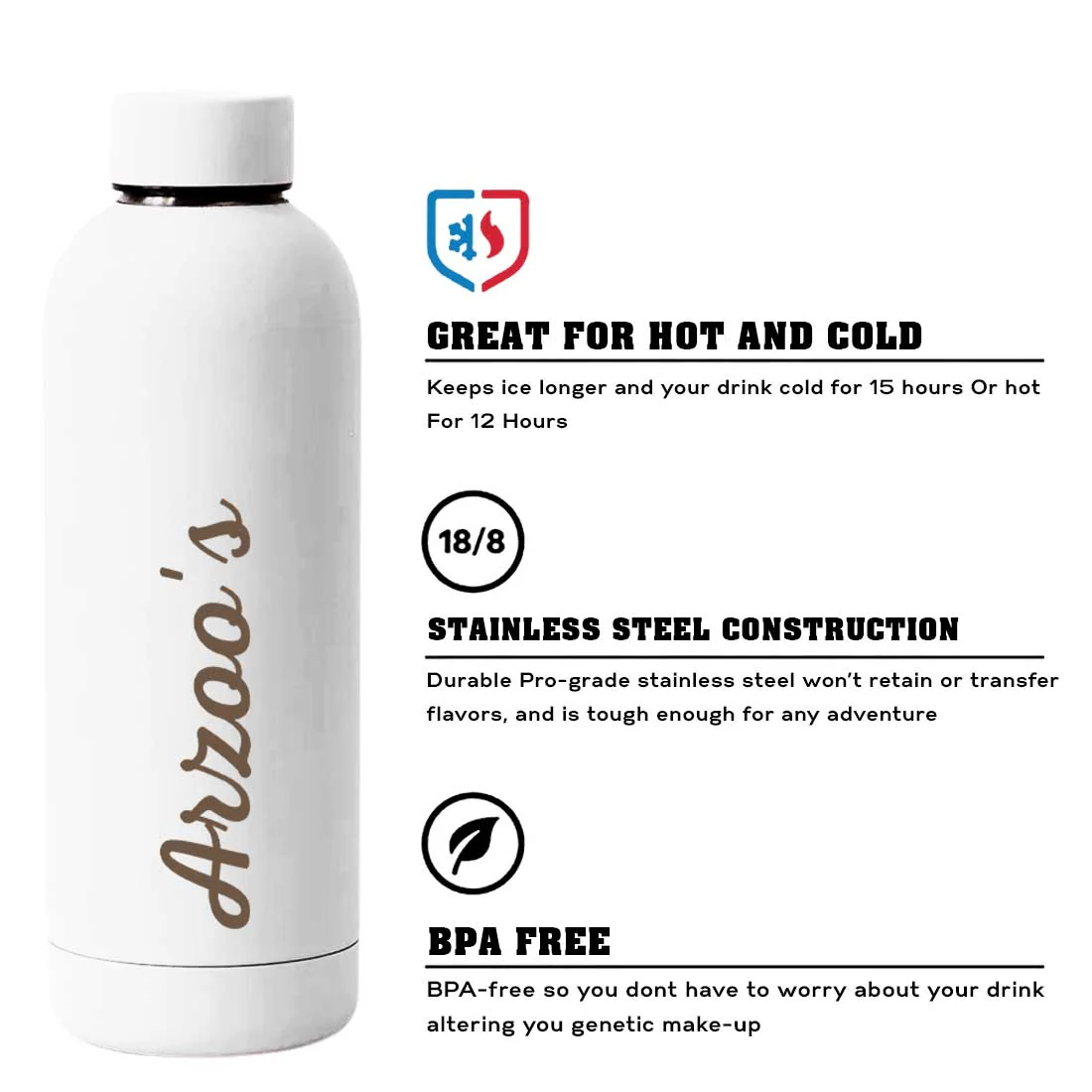 Custom Insulated Water Bottles Stainless Steel Bottle for Travel Office Gym Home - BPA Free, Leakproof - Image 34