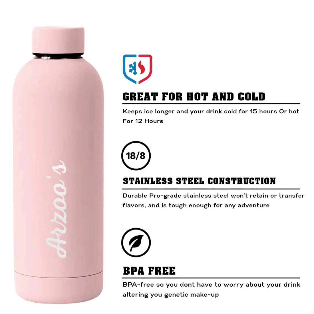 Custom Insulated Water Bottles Stainless Steel Bottle for Travel Office Gym Home - BPA Free, Leakproof - Image 48