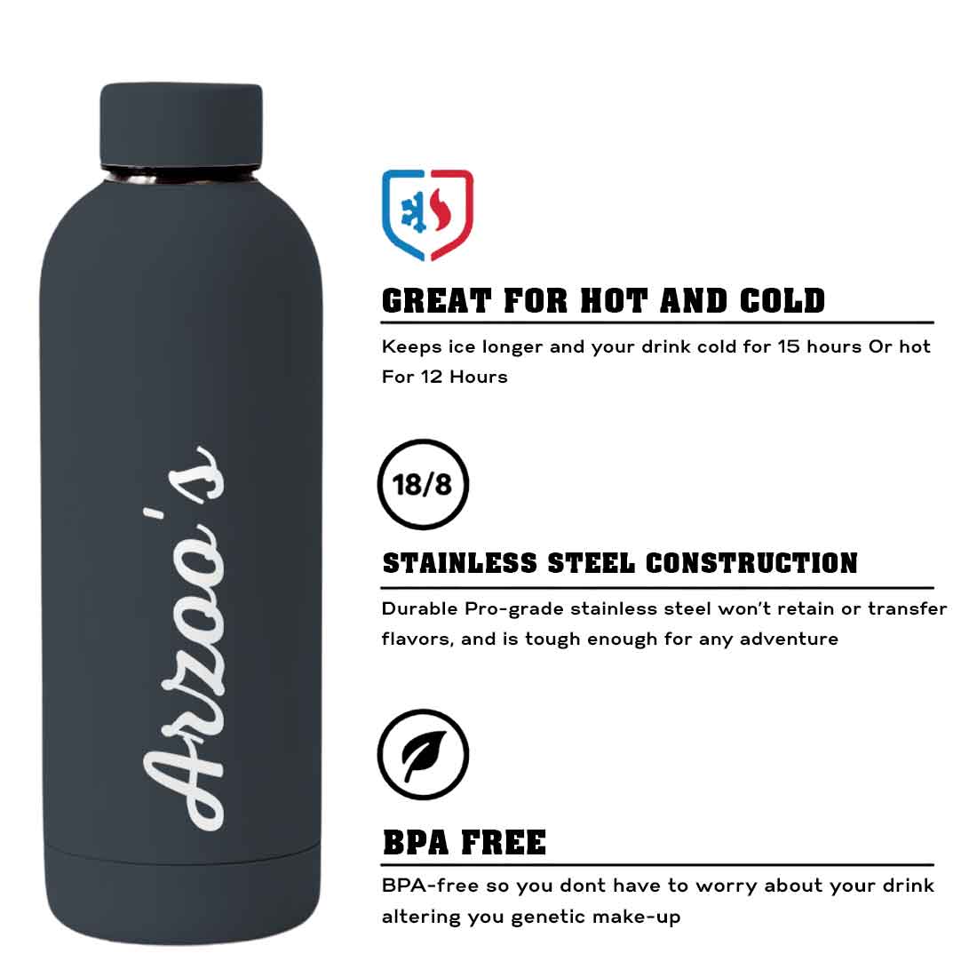 Custom Insulated Water Bottles Stainless Steel Bottle for Travel Office Gym Home - BPA Free, Leakproof - Image 54