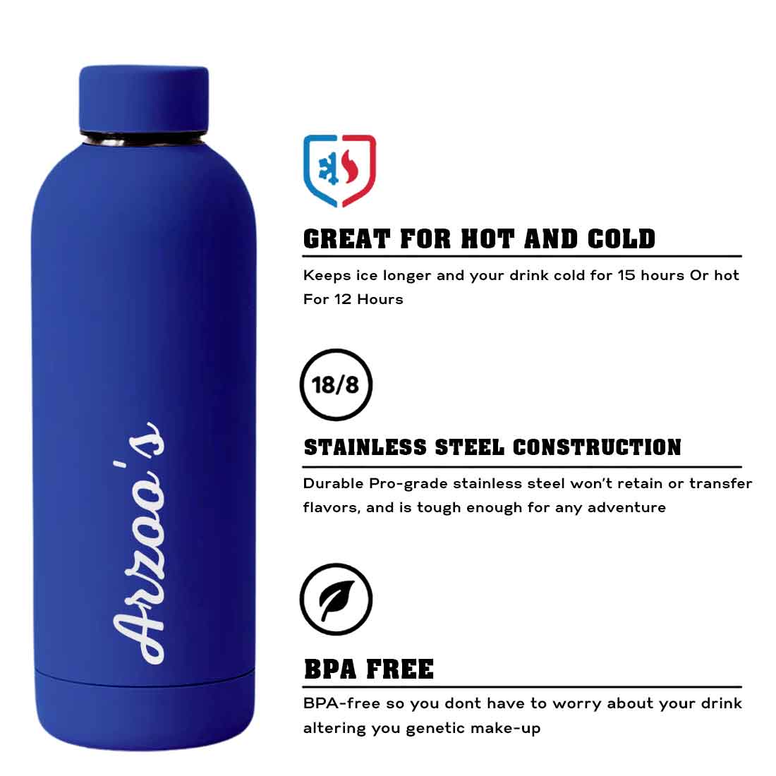 Custom Insulated Water Bottles Stainless Steel Bottle for Travel Office Gym Home - BPA Free, Leakproof - Image 55
