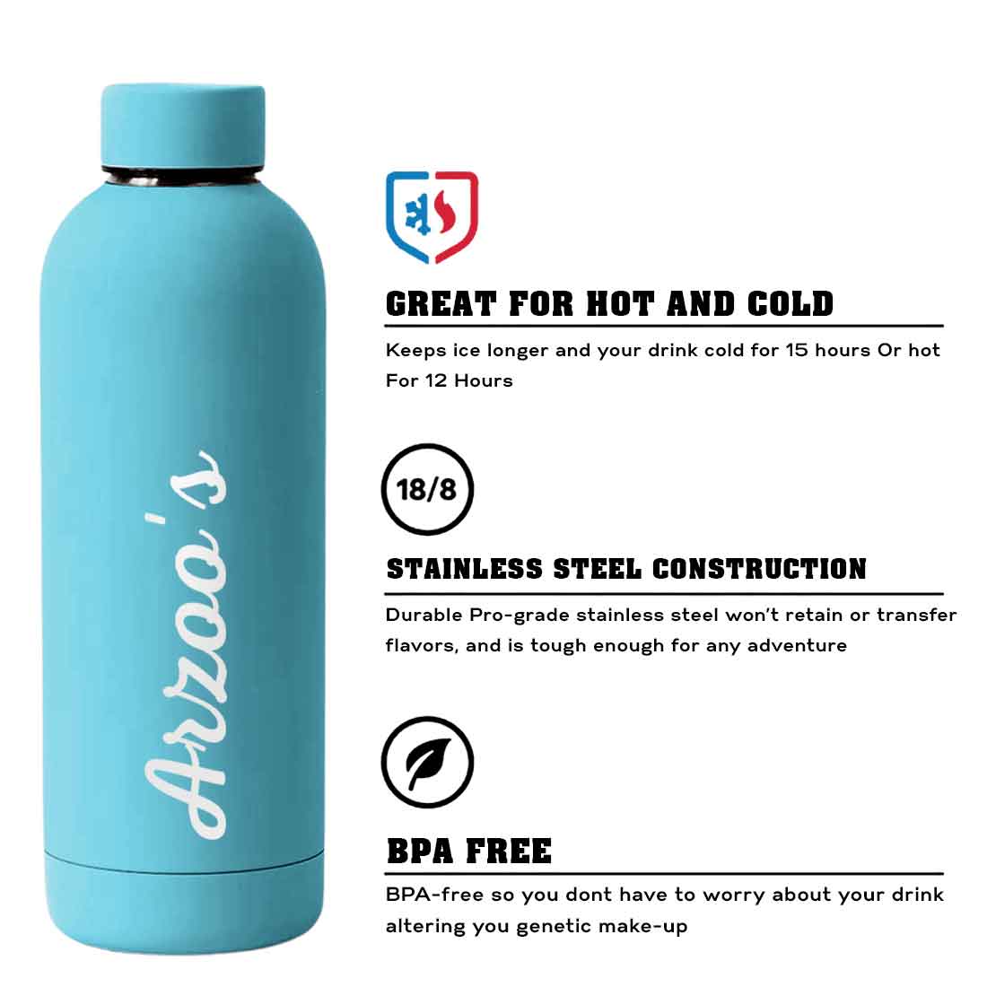 Custom Insulated Water Bottles Stainless Steel Bottle for Travel Office Gym Home - BPA Free, Leakproof - Image 65