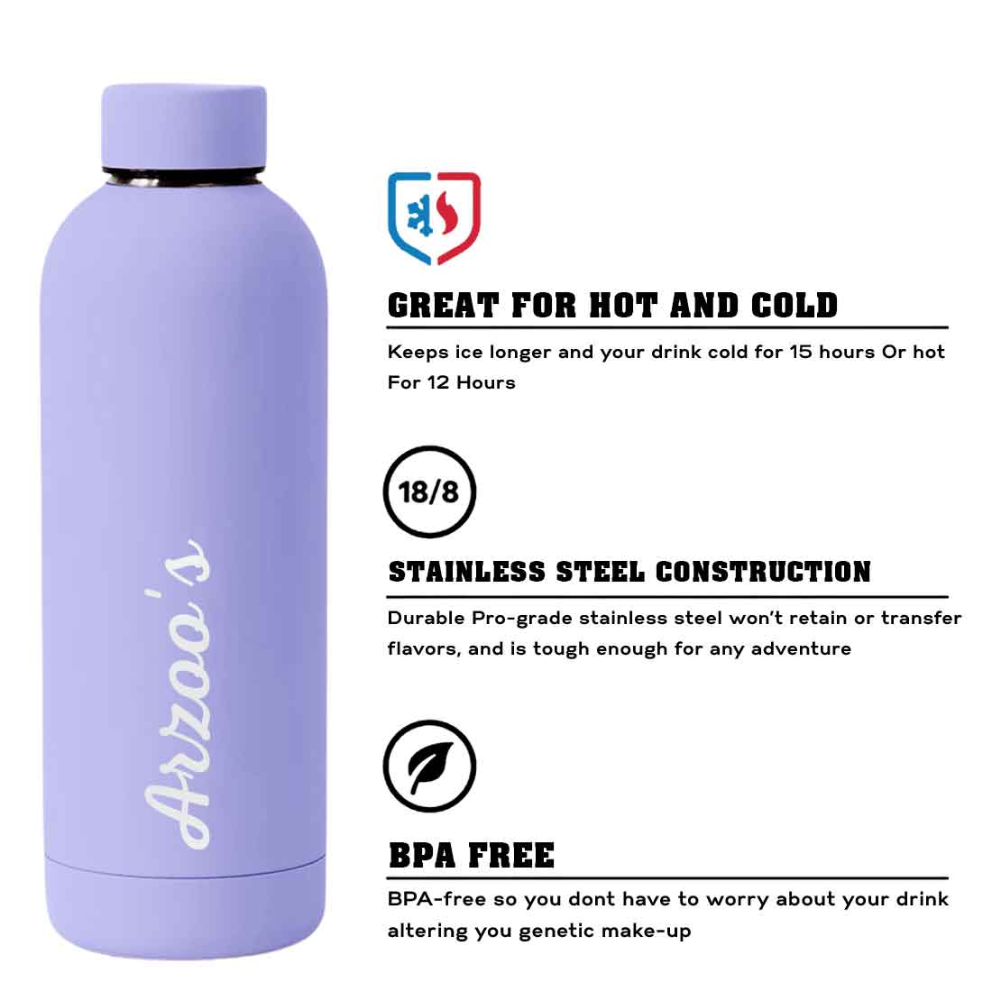 Custom Insulated Water Bottles Stainless Steel Bottle for Travel Office Gym Home - BPA Free, Leakproof - Image 72