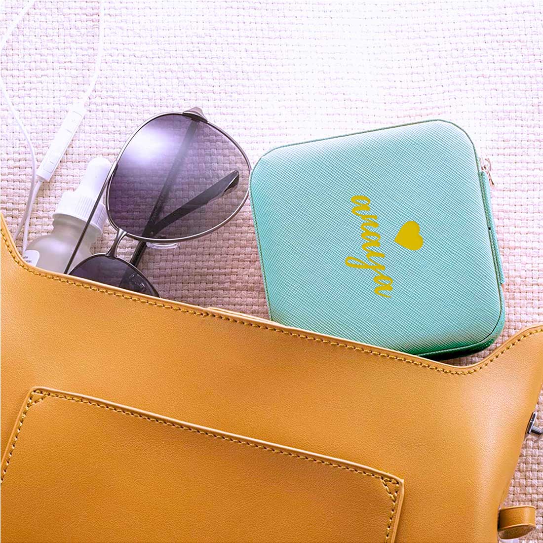 Custom Jewellery Organiser PU Leather Zipper Portable Storage Box with Dividers Container for Rings Earrings - Image 13