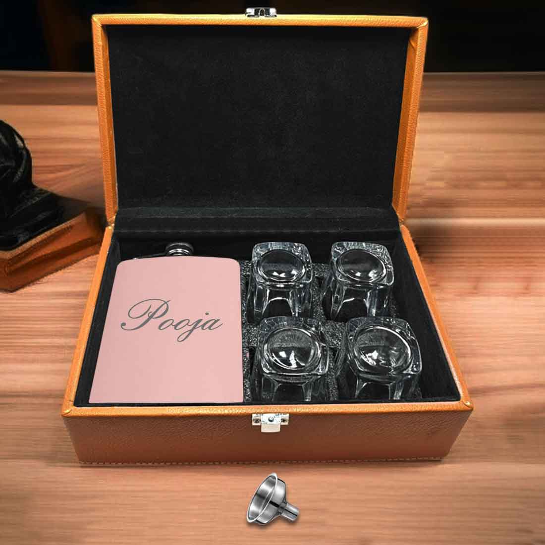 Custom Ladies Hip Flask with Funnel Stainless Steel Pink Whiskey Flask with Name - Image 14